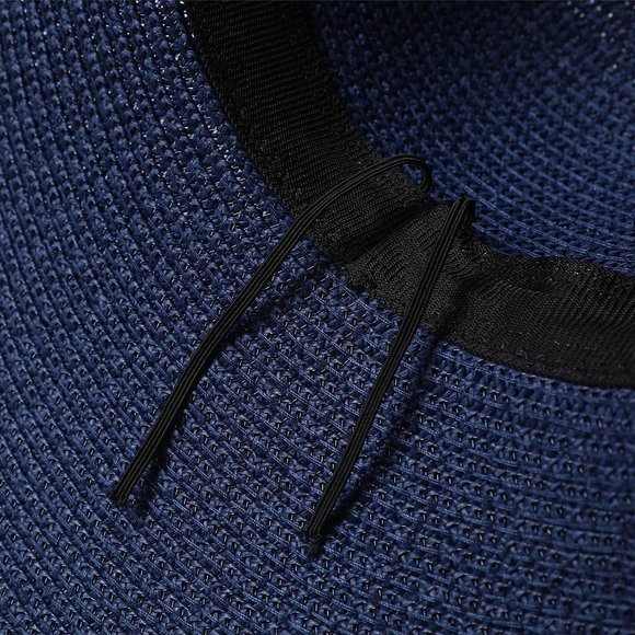 𝅺Wide Brim Straw Hat Navy Blue - Picture 7 of 7